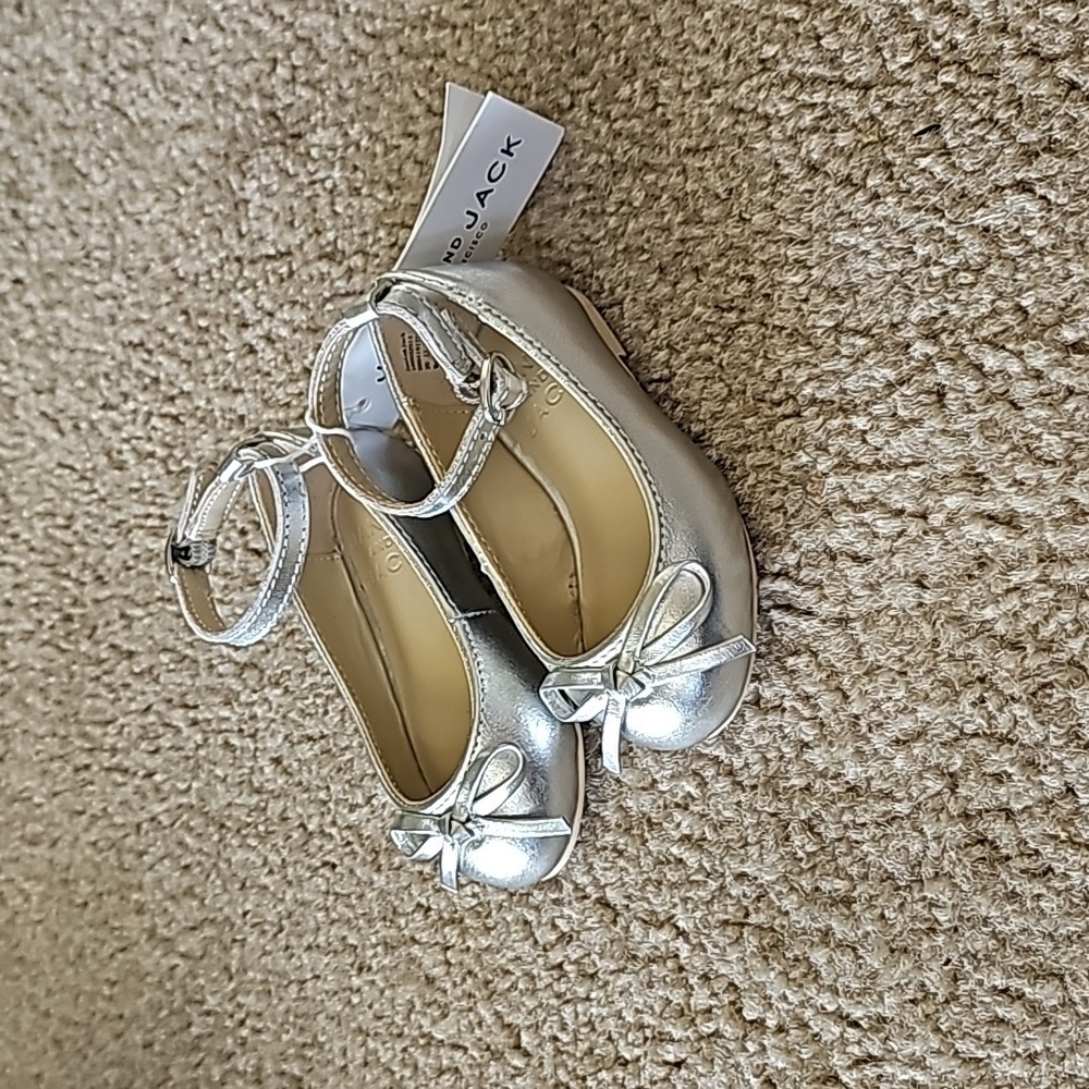 Janie and Jack METALLIC ANKLE STRAP BOW BALLET FLAT